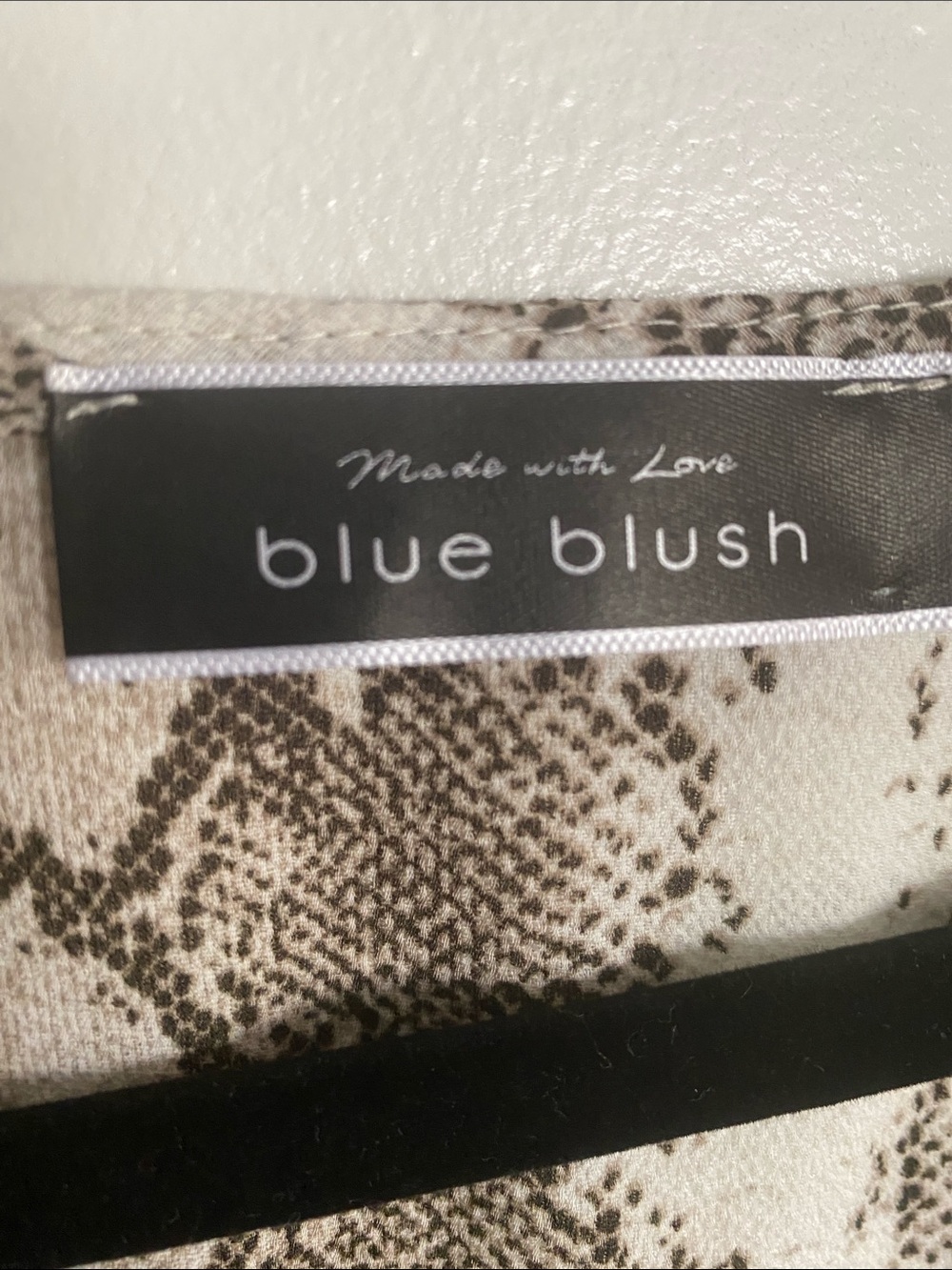 Blue Blush Snakeskin Print Faux Wrap Top - Boho Bell Sleeves - Picture 2 of 5